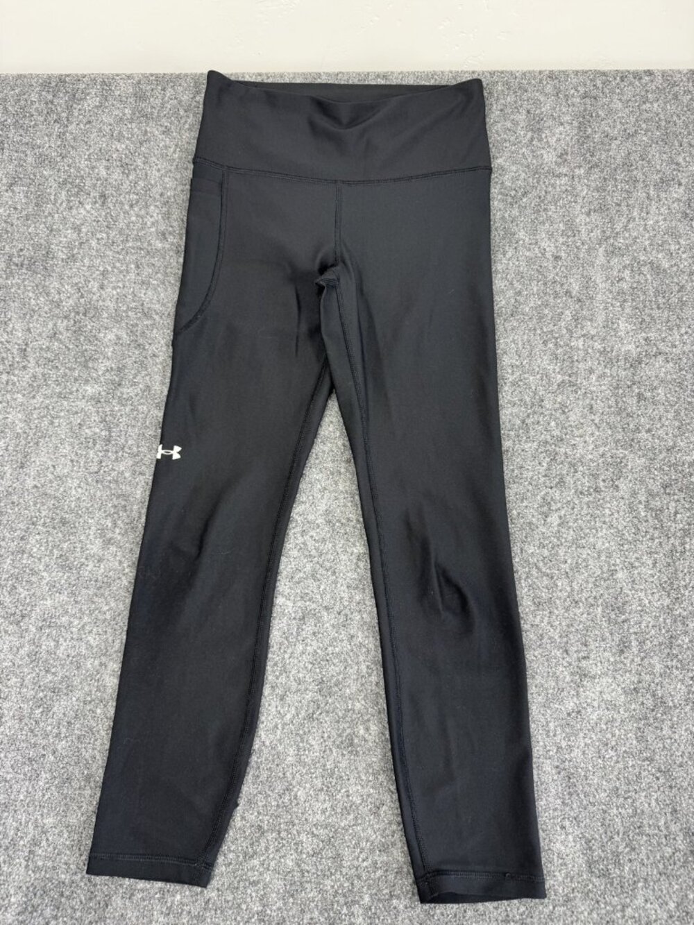 Under Armour HeatGear Compression Leggings Black High Rise Side Pocket Womens S